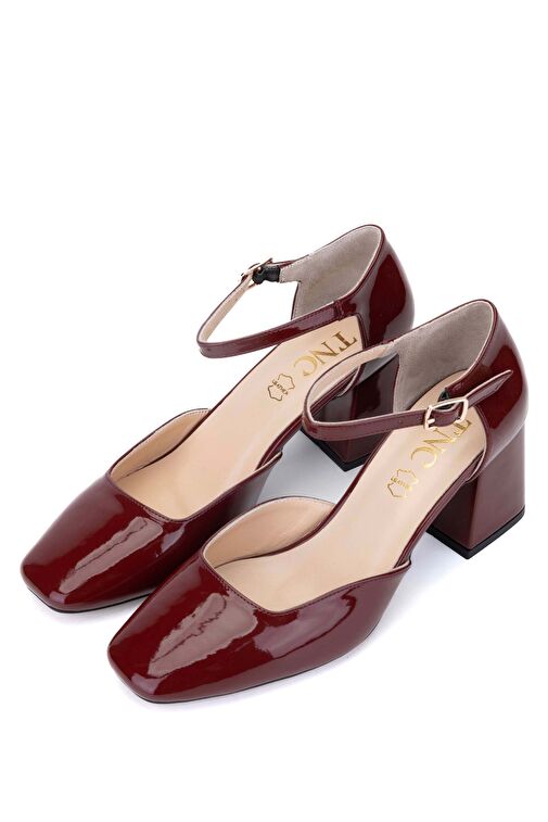 Tamer Tanca Kadın Suni Deri Bordo Topuklu Ayakkabı - Görsel 3