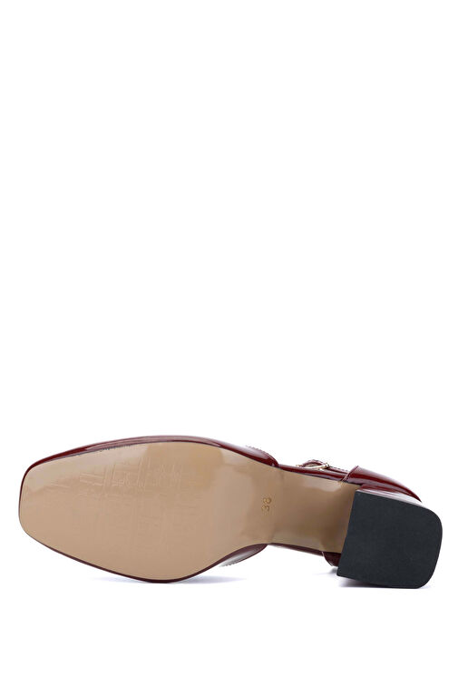 Tamer Tanca Kadın Suni Deri Bordo Topuklu Ayakkabı - Görsel 4