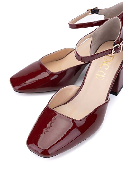 Tamer Tanca Kadın Suni Deri Bordo Topuklu Ayakkabı - Görsel 5