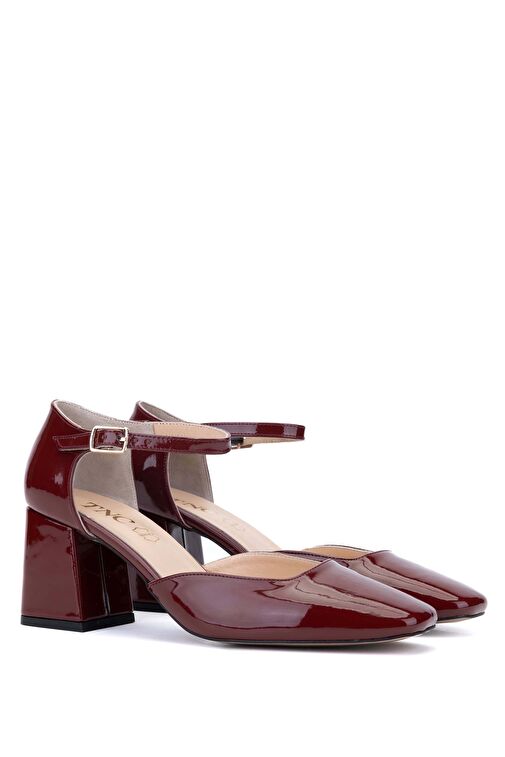 Tamer Tanca Kadın Suni Deri Bordo Topuklu Ayakkabı - Görsel 6