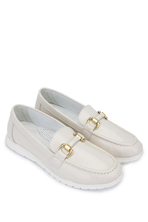 Tamer Tanca Kadın Hakiki Deri Bej Loafer Ayakkabı - Görsel 3