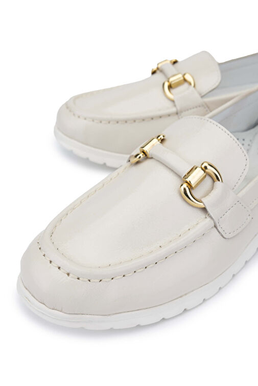 Tamer Tanca Kadın Hakiki Deri Bej Loafer Ayakkabı - Görsel 4