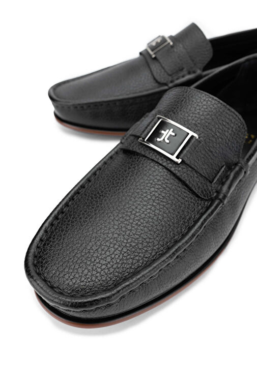 Tamer Tanca Erkek Hakiki Deri Siyah Loafer Ayakkabı - Görsel 4