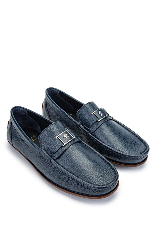 Tamer Tanca Erkek Hakiki Deri Lacivert Loafer Ayakkabı - Görsel 3