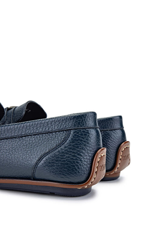 Tamer Tanca Erkek Hakiki Deri Lacivert Loafer Ayakkabı - Görsel 6