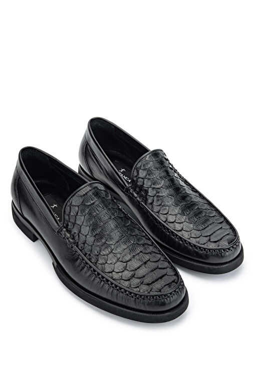 Tamer Tanca Erkek Hakiki Deri Siyah Yılan Loafer Ayakkabı - Görsel 2