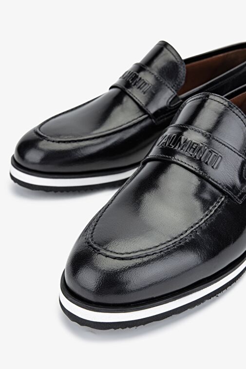 Valmenti Hasky Erkek Siyah Bufalo Hakiki Deri Loafer Ayakkabı - Görsel 4