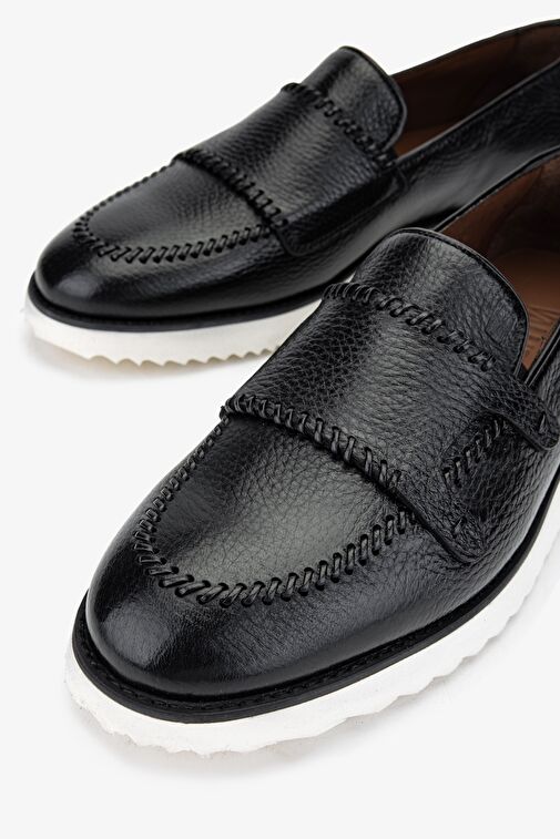 Valmenti Gireldo Erkek Siyah Hakiki Deri Loafer Ayakkabı - Görsel 4