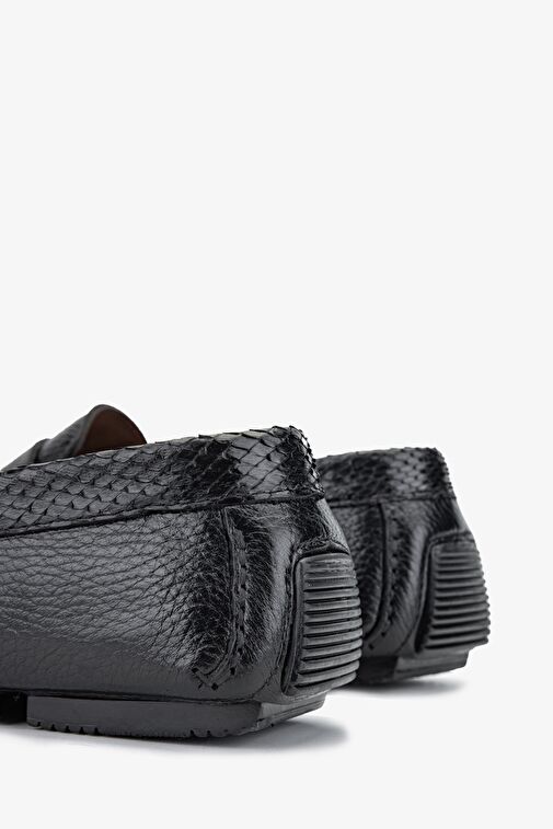 Valmenti Zanda Erkek Siyah Yılan Hakiki Deri Klasik Ayakkabı - Görsel 5