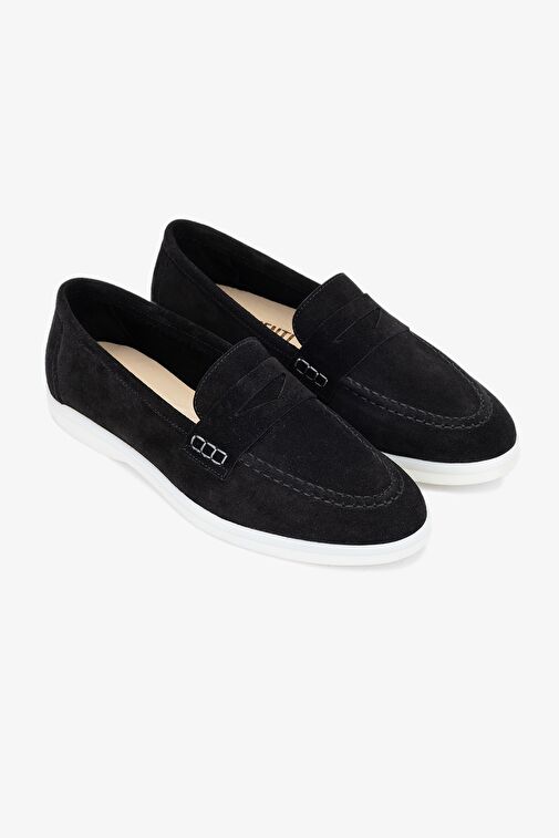 Valmenti Bruna Kadın Siyah Süet Hakiki Deri Loafer Ayakkabı - Görsel 3