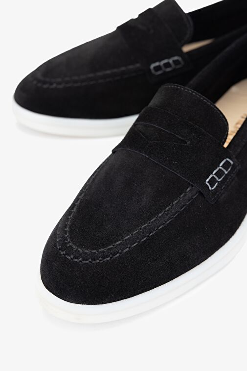 Valmenti Bruna Kadın Siyah Süet Hakiki Deri Loafer Ayakkabı - Görsel 4