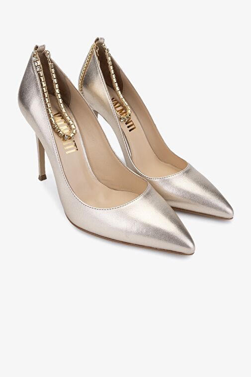 Valmenti Star Kadın Gold Hakiki Deri Topuklu Ayakkabı - Görsel 3