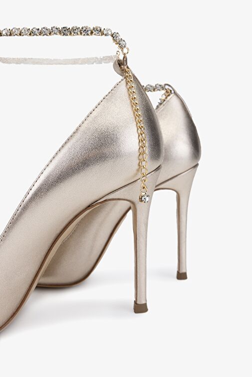 Valmenti Star Kadın Gold Hakiki Deri Topuklu Ayakkabı - Görsel 5