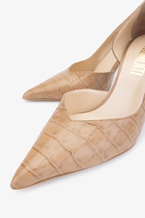 Valmenti Orionex Kadın Caramel Kroko Hakiki Deri Topuklu Ayakkabı - Görsel 4