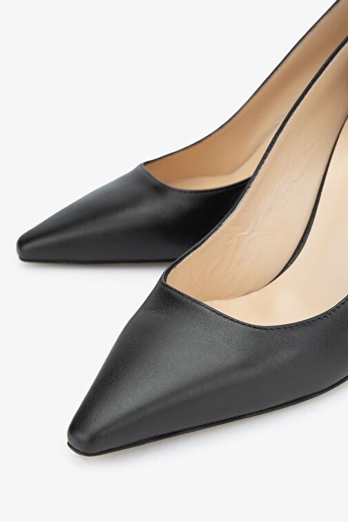 Valmenti Nuc Kadın Siyah Hakiki Deri Topuklu Ayakkabı - Görsel 5