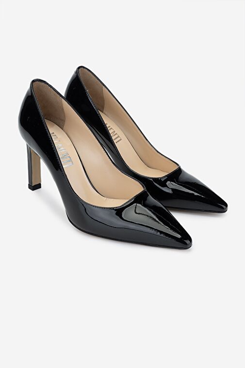 Valmenti Nuc Kadın Siyah Rugan Hakiki Deri Topuklu Ayakkabı - Görsel 3