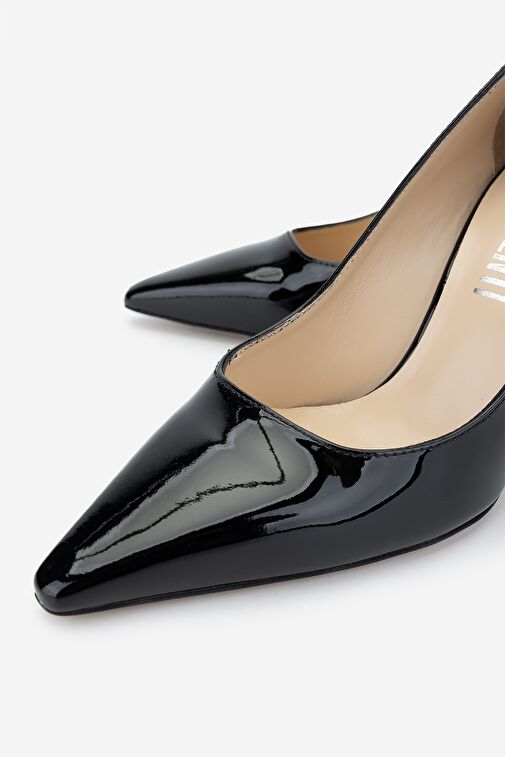 Valmenti Nuc Kadın Siyah Rugan Hakiki Deri Topuklu Ayakkabı - Görsel 4