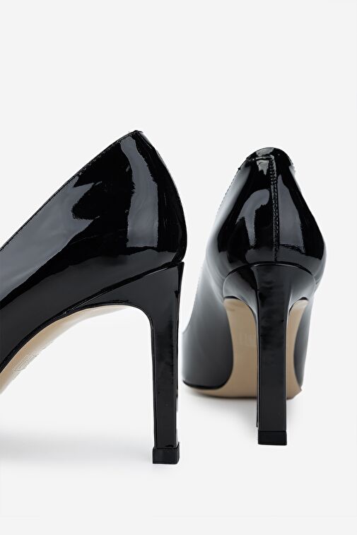 Valmenti Nuc Kadın Siyah Rugan Hakiki Deri Topuklu Ayakkabı - Görsel 5