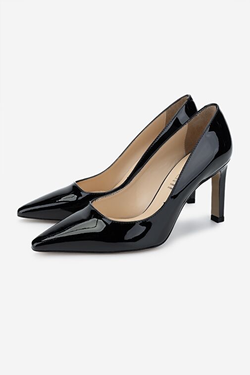 Valmenti Nuc Kadın Siyah Rugan Hakiki Deri Topuklu Ayakkabı - Görsel 7