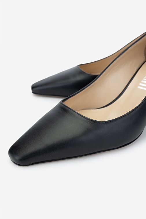 Valmenti Sergio Kadın Siyah Hakiki Deri Topuklu Ayakkabı - Görsel 4