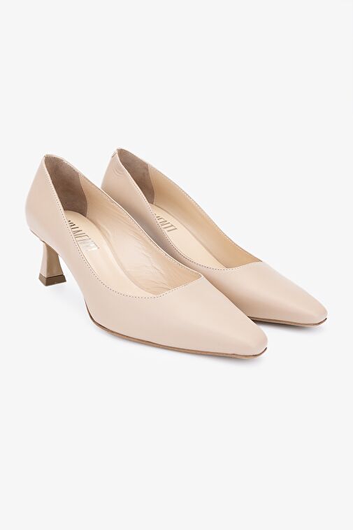 Valmenti Bej Kadın Deri Topuklu Ayakkabı 613 27596 BN AYK Y24 - Görsel 3