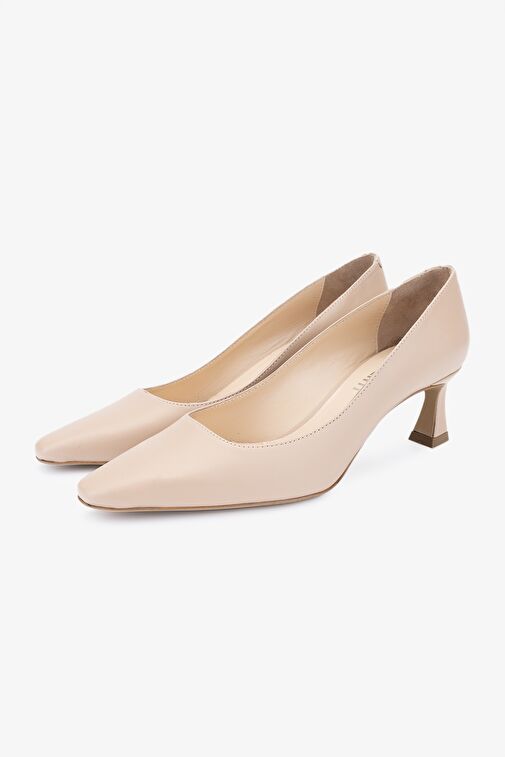Valmenti Bej Kadın Deri Topuklu Ayakkabı 613 27596 BN AYK Y24 - Görsel 4