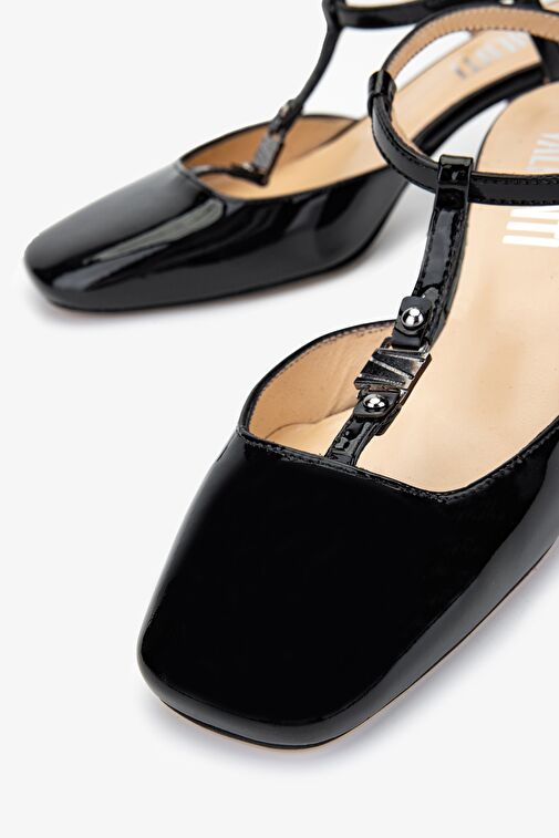 Valmenti Rachelle Kadın Siyah Rugan Hakiki Deri Topuklu Ayakkabı - Görsel 4