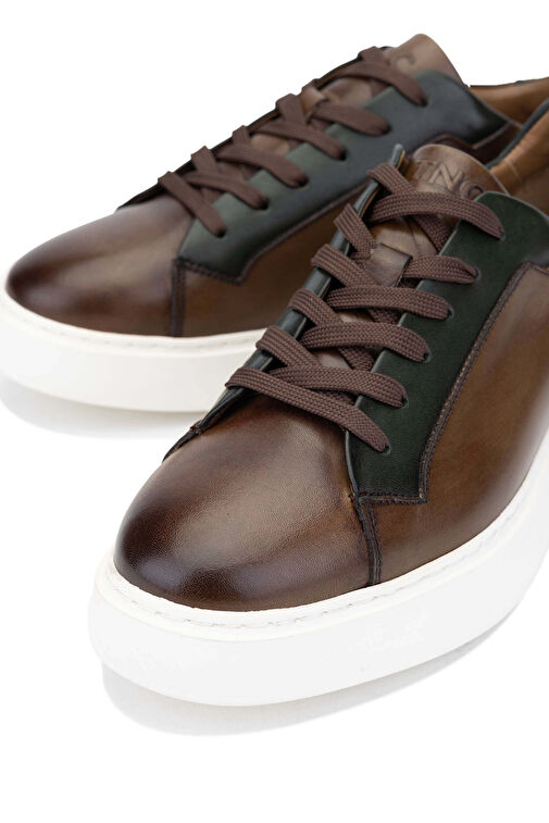 Tamer Tanca Erkek Hakiki Deri Ceviz/Yeşil Casual Ayakkabı - Görsel 5