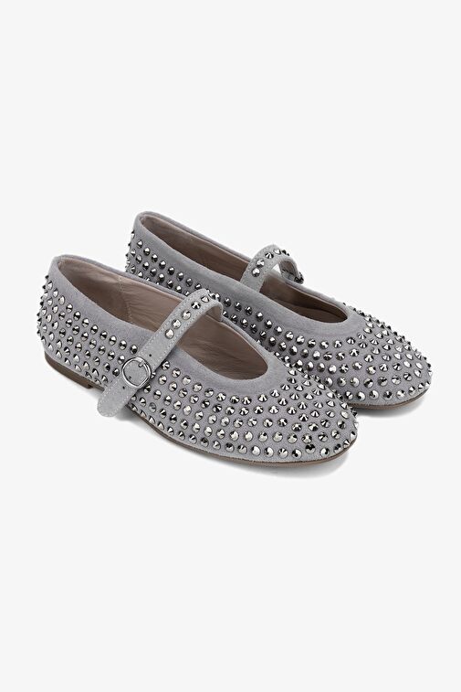 Valmenti Ares Kadın Gri Süet Hakiki Deri Babet - Görsel 3