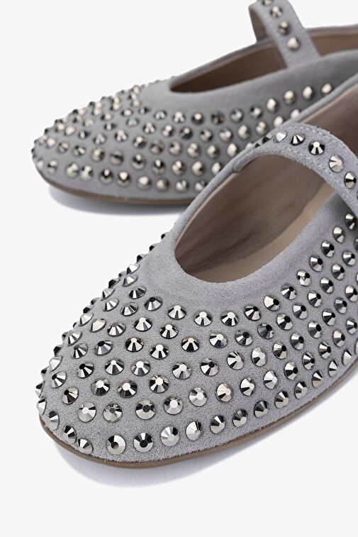 Valmenti Ares Kadın Gri Süet Hakiki Deri Babet - Görsel 4