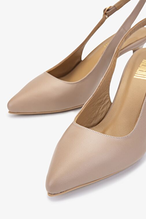 Valmenti Zinda Kadın Nude Hakiki Deri Topuklu Ayakkabı - Görsel 4
