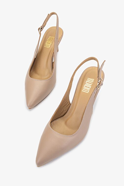 Valmenti Zinda Kadın Nude Hakiki Deri Topuklu Ayakkabı - Görsel 5