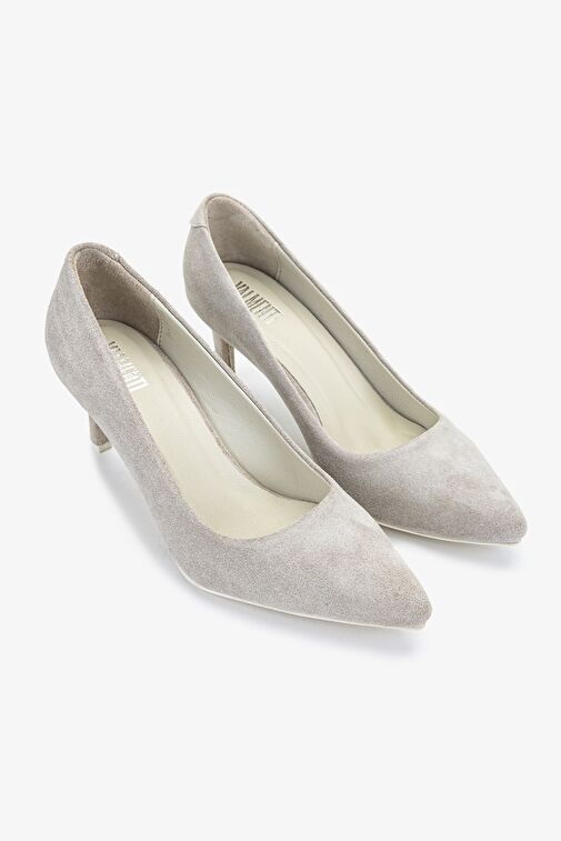 Valmenti Ers Kadın Sampanya süet Hakiki Deri Topuklu Ayakkabı - Görsel 3