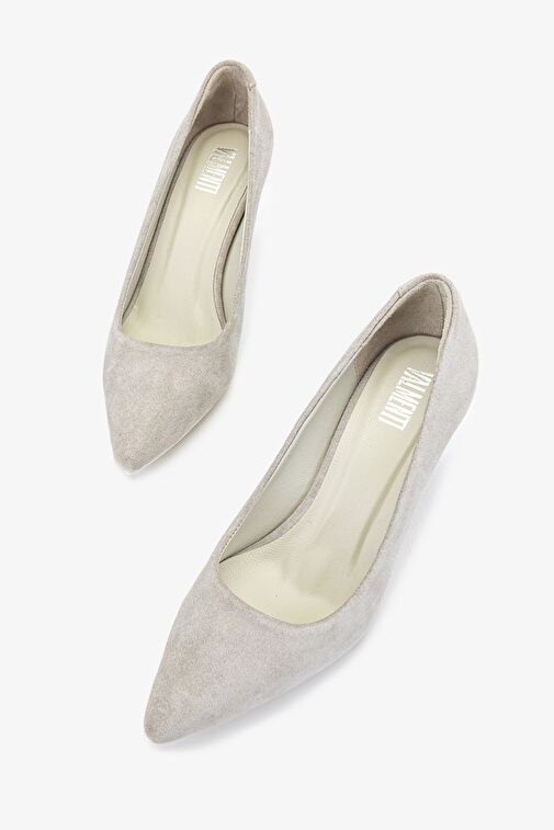 Valmenti Ers Kadın Sampanya süet Hakiki Deri Topuklu Ayakkabı - Görsel 5