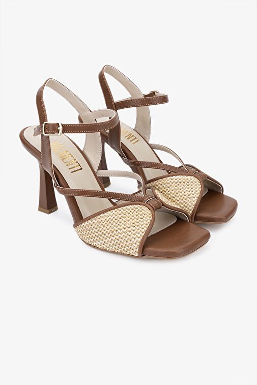 Valmenti Panti Kadın Natural Hasır Hakiki Deri Topuklu Ayakkabı - Görsel 3