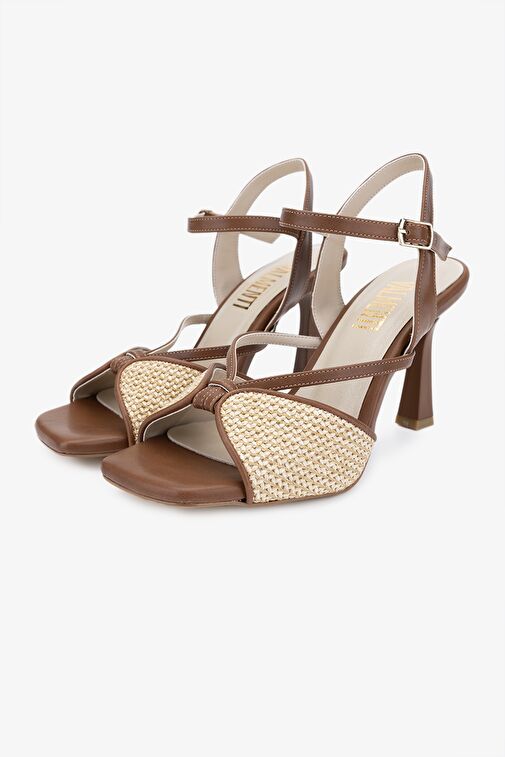 Valmenti Panti Kadın Natural Hasır Hakiki Deri Topuklu Ayakkabı - Görsel 6