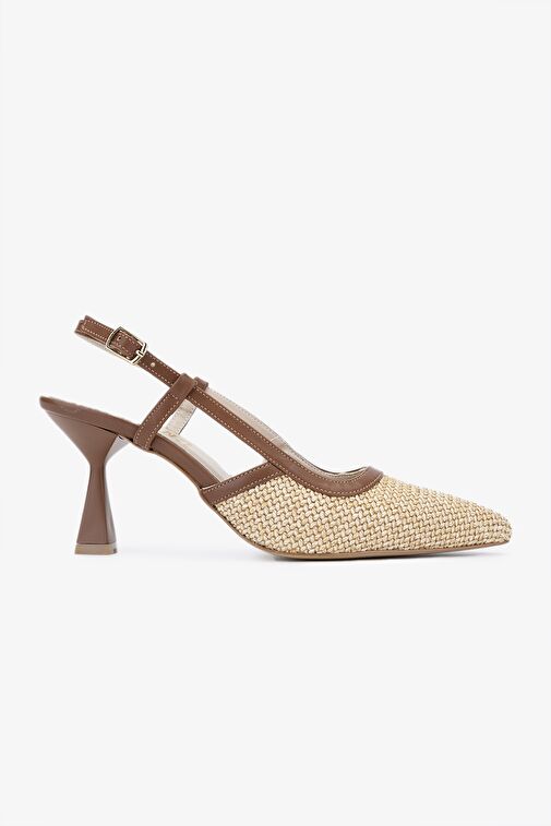 Valmenti tinni Kadın Natural Hasır Tekstil Topuklu Ayakkabı - Görsel 2
