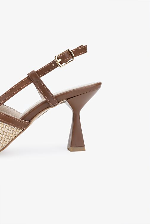 Valmenti tinni Kadın Natural Hasır Tekstil Topuklu Ayakkabı - Görsel 5