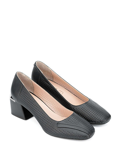 Tamer Tanca Kadın Hakiki Deri Siyah Deri Topuklu Ayakkabı - Görsel 3