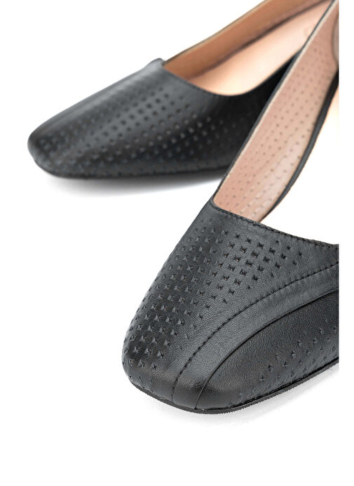 Tamer Tanca Kadın Hakiki Deri Siyah Deri Topuklu Ayakkabı - Görsel 5