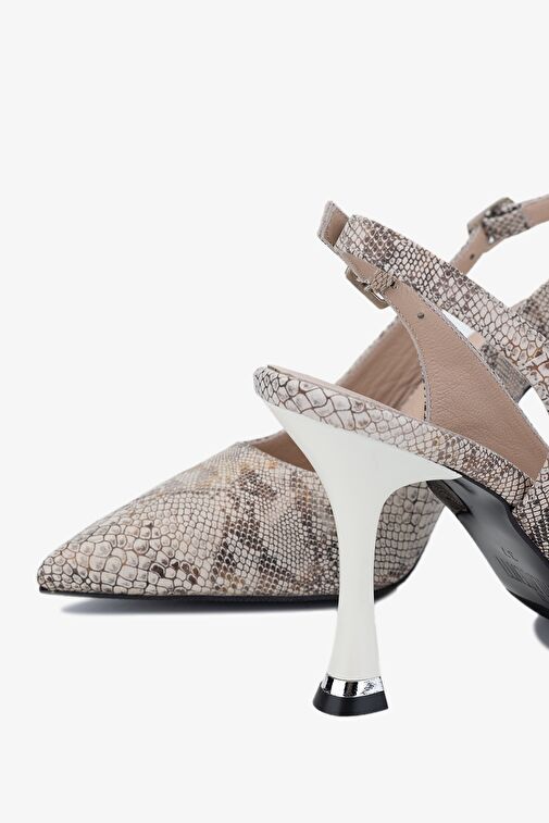 Valmenti Camila Kadın Bej Hakiki Deri Topuklu Ayakkabı - Görsel 4