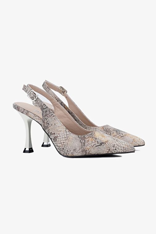 Valmenti Camila Kadın Bej Hakiki Deri Topuklu Ayakkabı - Görsel 5