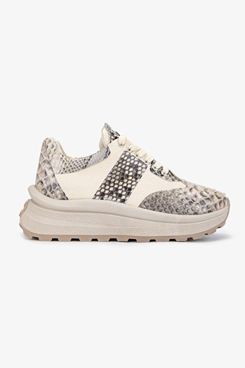 Valmenti Lyra Kadın Bej yılan Hakiki Deri Sneakers & Spor Ayakkabı - Görsel 2