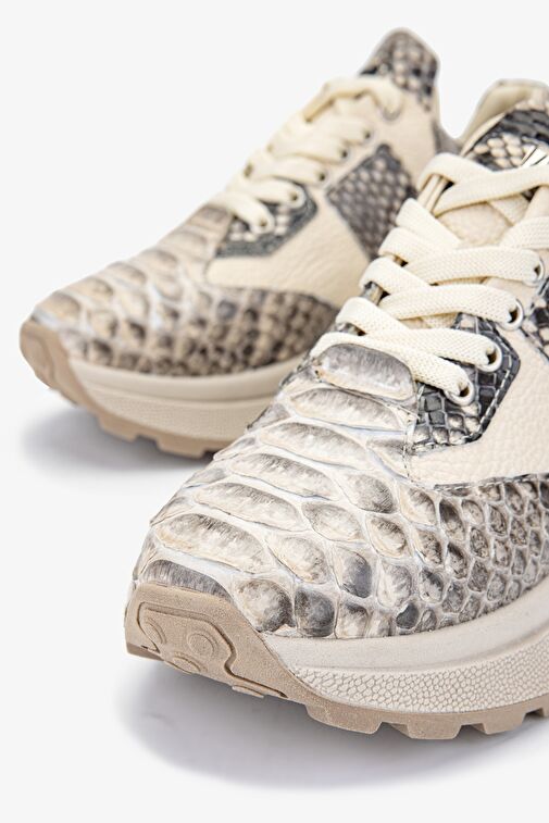 Valmenti Lyra Kadın Bej yılan Hakiki Deri Sneakers & Spor Ayakkabı - Görsel 4
