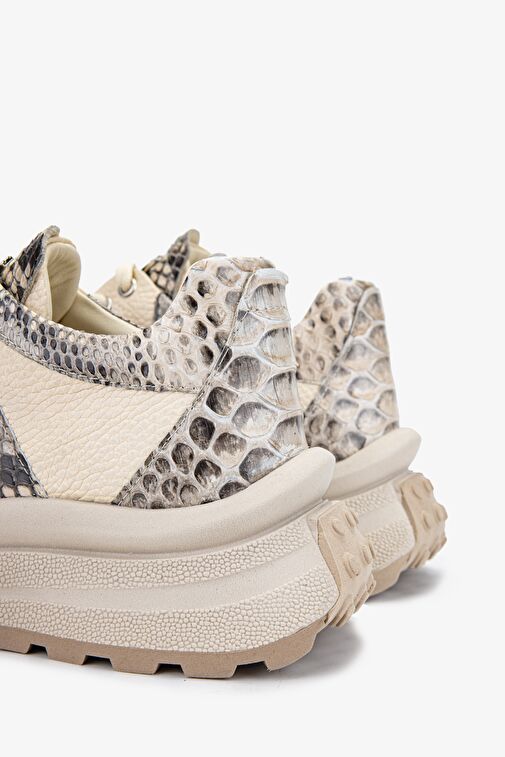 Valmenti Lyra Kadın Bej yılan Hakiki Deri Sneakers & Spor Ayakkabı - Görsel 5