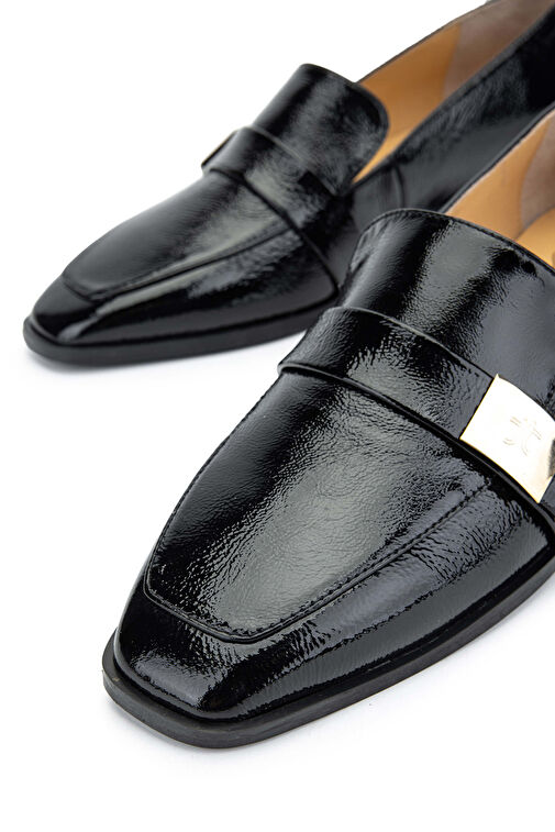 Relax Anatomic Kadın Hakiki Deri Siyah Rugan Comfort Ayakkabı - Görsel 5