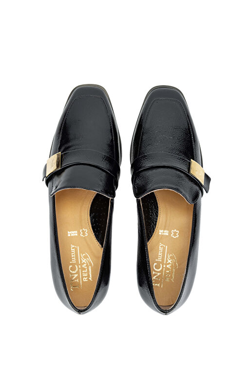 Relax Anatomic Kadın Hakiki Deri Siyah Rugan Comfort Ayakkabı - Görsel 7