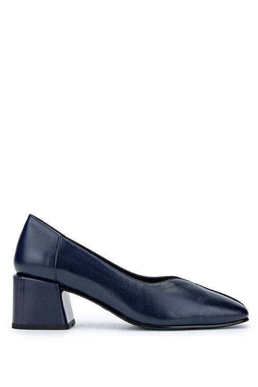 Tamer Tanca Kadın Hakiki Deri Lacivert Topuklu Ayakkabı - Görsel 2