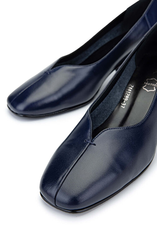 Tamer Tanca Kadın Hakiki Deri Lacivert Topuklu Ayakkabı - Görsel 5