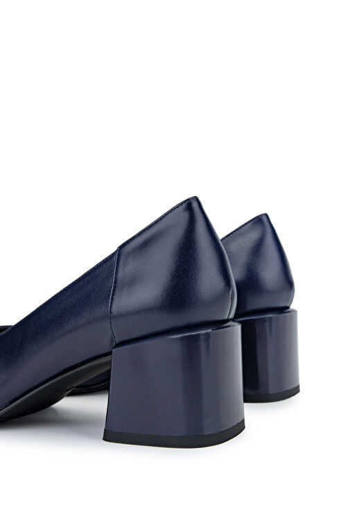 Tamer Tanca Kadın Hakiki Deri Lacivert Topuklu Ayakkabı - Görsel 6